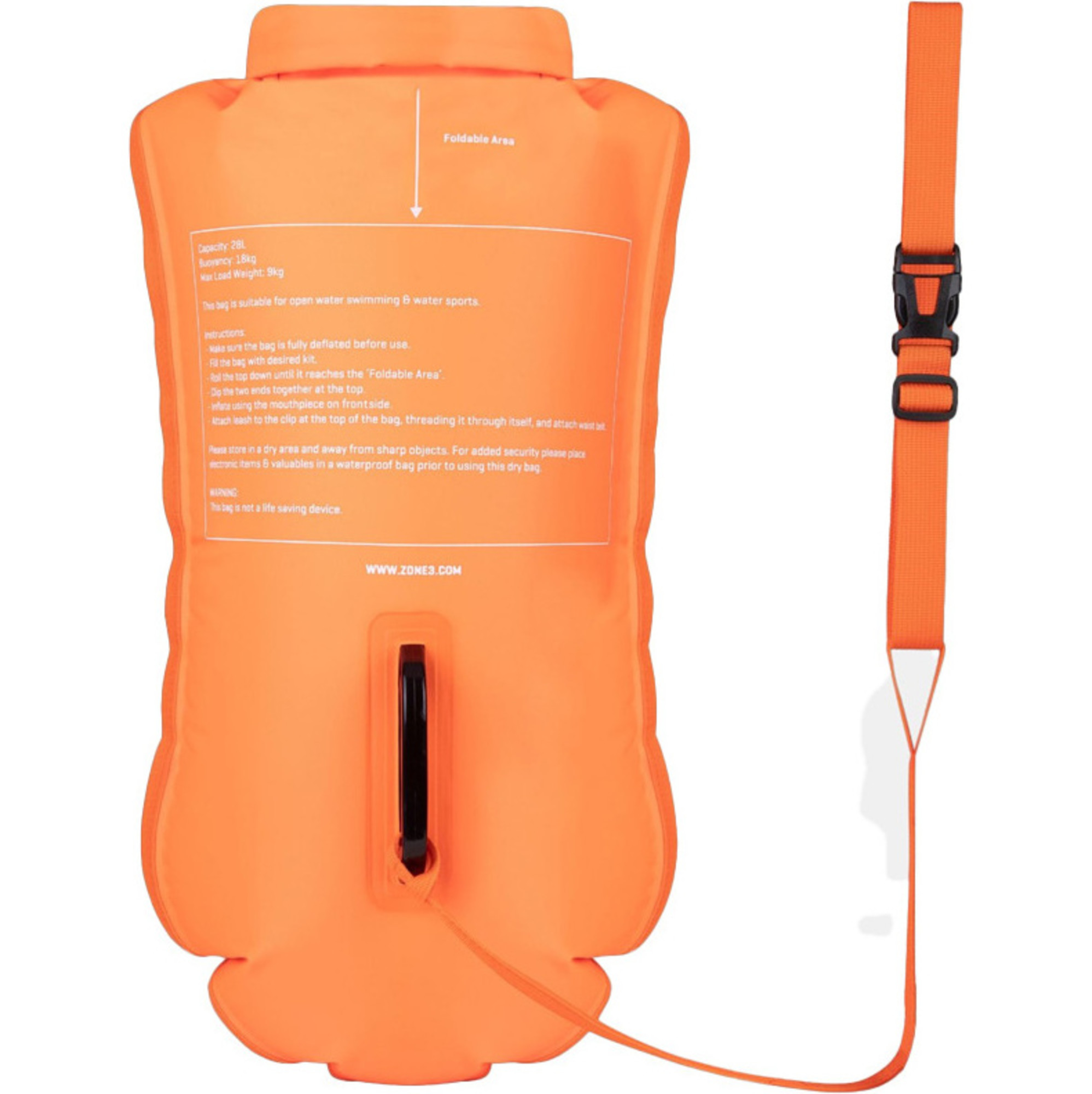 2024 Zone3 Recycled 2 LED Light 28L Backpack Swim Safety Buoy & Dry Bag